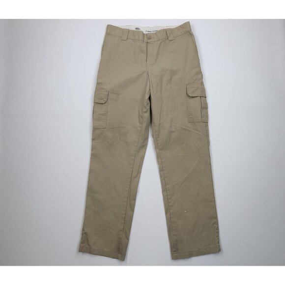 Vintage Y2K Dickies Mens 34x34 Distressed Regular Straight Leg Cargo Pants Beige - Picture 1 of 16
